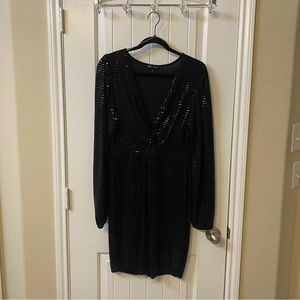 Curvy Sense Black Sequined Dress